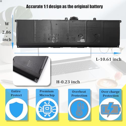 GT83D Battery Replacement for Dell XPS 14 9440 Series Laptop Battery 7T7DY N80X2 70Wh