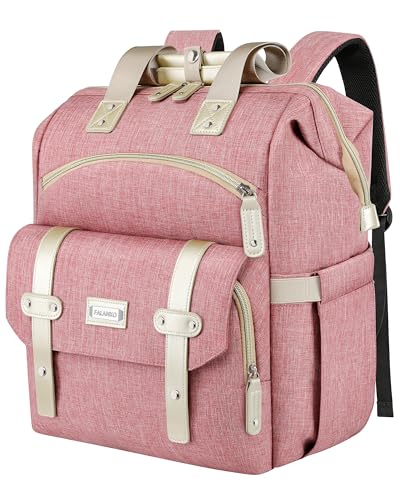 FALANKO Laptop Backpack for Women,Large Computer Backpack Fits up to 17 Inch Laptop with RFID Anti Theft Water Resistant Travel purse Casual Bookbag Teacher/work/nurse/Doctor - color: Pink, size: 17.3 Inch