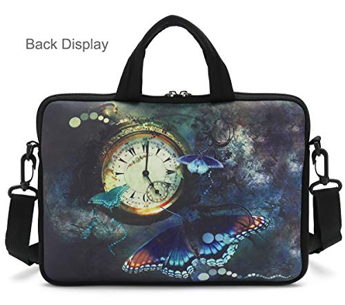 11 11.6 12 12.5 13 inches Chromebook/Notebook PC Messenger Bag Travel Case Neoprene Handle Sleeve with Shoulder Strap (11-13.3 inch, Clock &Butterfly) - color: Clock & Butterfly, size: 11-13.3 inch