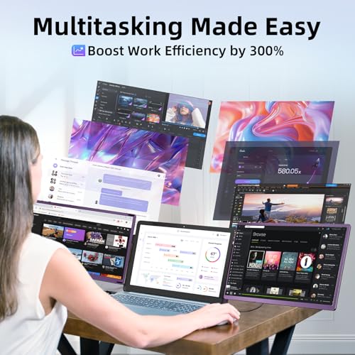 15.6 Inch Laptop Screen Extender Monitor 235° Rotation 1080P Triple Monitor | 120% sRGB FHD IPS Detachable Travel Extra Screen Compatible with Wins Mac Chrome Dex Fits 13-17" Laptops - size: 15.6" Monitor-B