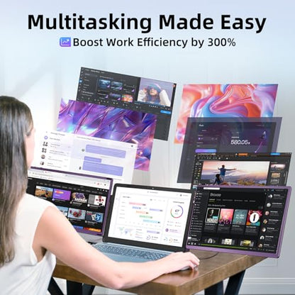 15.6 Inch Laptop Screen Extender Monitor 235° Rotation 1080P Triple Monitor | 120% sRGB FHD IPS Detachable Travel Extra Screen Compatible with Wins Mac Chrome Dex Fits 13-17" Laptops - size: 15.6" Monitor-B