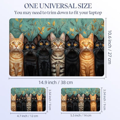 Universal Laptop Skin Sticker Decal,15.6 Inch Laptop Vinyl Cover for 13" 14" 15.6" Laptop,Scratch-Resistant Waterproof Protector Wrap,Reusable with Wrist Pads,Botanical Cat Lineup - color: Botanical Cat Lineup