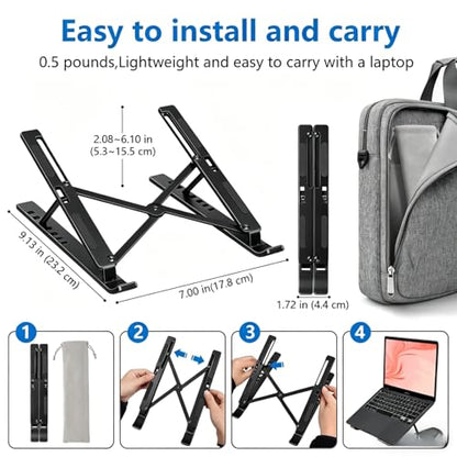 Adjustable & Foldable Laptop Stand | Portable Notebook & Tablet Holder | Portable, Notebook Holder, Tablet Holder