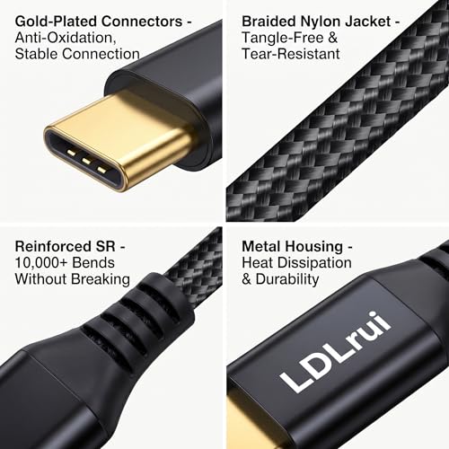 LDLrui USB4 Data Cable 3FT, 40Gbps, Thunderbolt 4/3 Compatible, 240W PD 3.1 Fast Charging, 8K@60Hz USB C Video Cable for MacBook Pro, iPhone 16/17, SSD, Dock & Monitor - size: 3FT