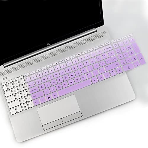 2PCS Keyboard Cover for HP 15.6 Laptop 15-dw 15-dy 15-ef 15-db 15-da 15-bs 15-bw 15t 15z 15-dy5033dx 15t-dw300, HP 17.3 Laptop 17-by 17-bs 17-bw 17-ca 17-by1053dx 17-by4061nr-OPurlple+Clear - color: OmbrePurlple+Clear