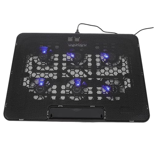 Laptop Cooling Pad with 6 Quiet Fans 15.6 Inch Adjustable Laptop Cooler Stand for Gaming and Work Black Cooling Base