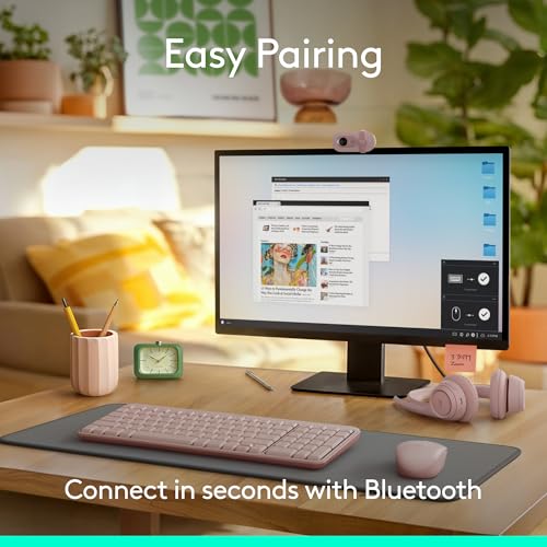 Logitech MK250 Compact Bluetooth Wireless Keyboard and Mouse Combo - Rose | Bluetooth connection only, compact keyboard with number pad, small ambidextrous M196 mouse with 3 non-customizable buttons - color: Rose, style: Combo