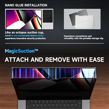Mamol Privacy Screen for MacBook Pro 13 Inch(2016-2022, M1, M2) & MacBook Air 13" (2018-2021, M1), MagicSuction Removable Vacuum Adsorption Anti Spy - size: 13 Inch Macbook Air (2018-2021)/Pro (2016-2022)
