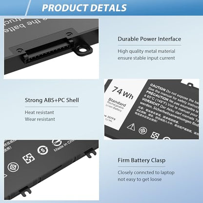 74WH 357F9 Laptop Battery Replacement for Dell Inspiron 15 7000 7557 7559 7566 7567 15 5000 Gaming 5576 5577 INS15PD Series P65F P65F001 00GFJ6 P57F P57F003 0GFJ6 71JF4 071FJ4 0357F9 357F9 - style: 357F9
