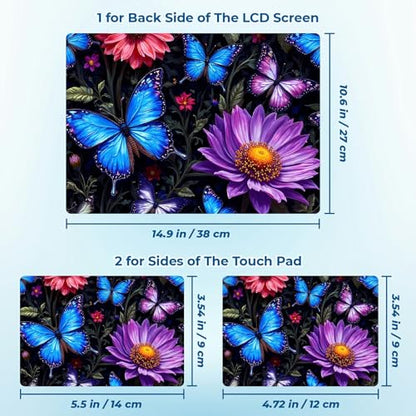 Reusable Universal Laptop Skin Sticker, Cut to Fit for 11.6–15.6 Inch Laptops, Waterproof Protective Film, No-Residue - Butterfly Flowers - color: Butterfly Flowers