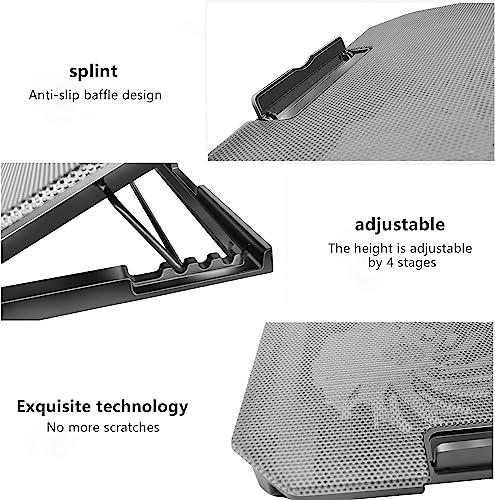 Laptop Cooling Pad, Cooler Pad Chill Mat 2 Quiet Fans LED Lights and 2 USB Ports 5 Height & with Adjustable Speed Mounts Metal Mesh Design, for 9"-17" Laptops（Silver） - color: Silver