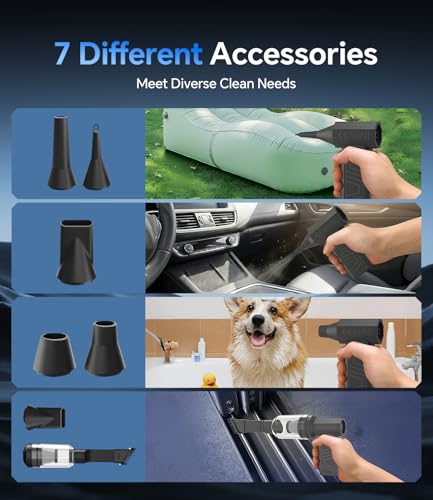 Compressed Air Duster, Electric Air Duster Rechargeable Blower Handheld Cordless Vacuum Strong Power Tool for Keyboard/BBQ/Camera Lens/PC Vents,Car Interiors & Home,Outdoor Dusting