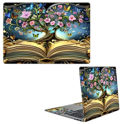 Laptop Skin Sticker Decal, Universal Protective Cover Fit 12 13 14 15.6 Inch Notebook, Reusable Water-Resistant Vinyl Decal w/ 2 Wrist Pads for Business Travel Office, Book Tree - color: Book Tree