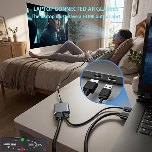 HDMI to USB-C AR Glasses Adapter, 4K 60Hz, for HDMI Source Devices | Fits XREAL One/Viture/RayNeo Air/Rokid AR Glasses and USB C Portable Monitor Connecting Switch 2, PS4/5, Xbox, Laptops(HDMI)