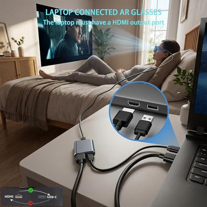 HDMI to USB-C AR Glasses Adapter, 4K 60Hz, for HDMI Source Devices | Fits XREAL One/Viture/RayNeo Air/Rokid AR Glasses and USB C Portable Monitor Connecting Switch 2, PS4/5, Xbox, Laptops(HDMI)