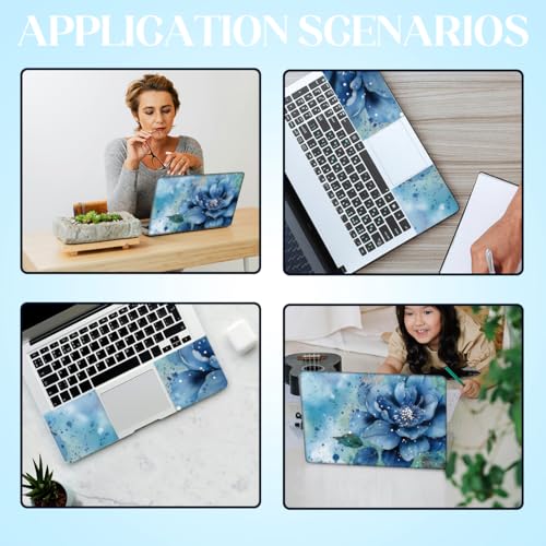 SUPERDANT Laptop Skin Sticker Watercolor Blue Flower Laptop Decals Personalized Universal Notebook Computer Wrap Vinyl Skin Stickers Cover Art Decal Removable 12-15.6 Inch Scratch-Resistant Gifts - style: Blue Flower