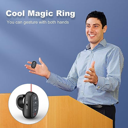 Presentation Clicker PowerPoint Wireless Presenter Remote: Laser Pointer Computer Clickers, Hyperlink Finger Ring Project Power Point PPT Clicker for Mac Laptop Office, Slideshow Google Slide Advancer - style: Finger Ring