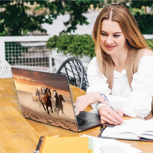 Laptop Skin Sticker Decal, Universal Reusable Vinyl Laptop Cover for 12" 13" 13.3" 14" 15" 15.4" 15.6" Notebook PC, Reusable Waterproof Scratch-Resistant with 2 Wrist Pads,Art Running Horse - color: Art Running Horse