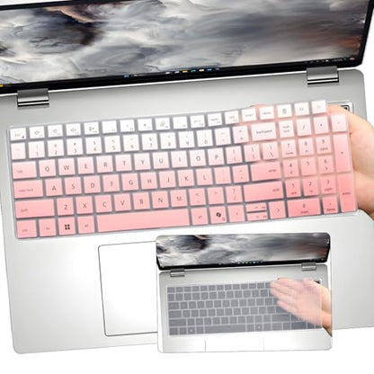 2 PCS Keyboard Cover for 16" Dell Pro 16/Pro 16 Plus/Pro Max 16 PB16250 PB16255 PC16250 PC16255 MC16250 MC16255, Dell Pro Max 18 Plus MB1825 2026-2024 18'' Laptop (NOT FIT Pro 16 Premium DA16250) - color: OPink+Clear
