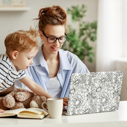 Laptop Skin Decal HP 15.6" - Black White Botanical, Laptop Cover Sticker, No Cutting Required, No Bubble, Waterproof, Scratch Resistant - Including Wide Screen and Wrist Pad - size: 15.6 inch