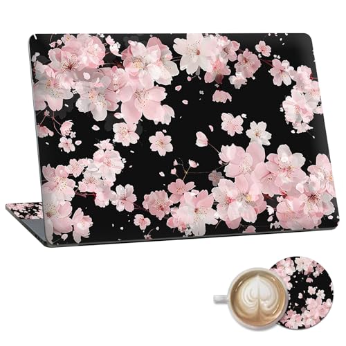 Laptop Skin Sticker Decal 15.6 Inch,12 13 13.3 14 15 15.6 in Laptop Netbook Skins for Notebook,Art Decal Removable Waterproof Scratch Resistant,Universal Vinyl Cover,Cherry Blossom Black - color: Cherry Blossom Black