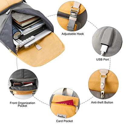 YAMTION 17" Laptop Backpack for Girls & Boys Teens, College Bookbag High School Backpack with USB Charging Port for Women & Men - color: Yellowgrey