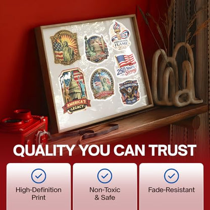 100 Pcs United States 250th Anniversary Stickers – 100 Unique Designs USA Vinyl Decals, Waterproof Stickers for Laptop, Water Bottle, Phone, Luggage, Scrapbook & Independence Day Celebration - color: 250th Anniversary Stickers, size: 100 Pcs