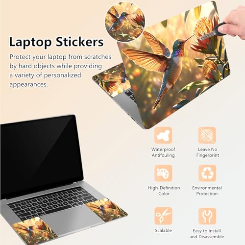 Laptop Skin Sticker Decal 15.6 Inch,12 13 13.3 14 15 15.6 in Laptop Netbook Skins for Notebook,Art Decal Removable Waterproof Scratch Resistant,Universal Vinyl Cover,Hummingbird Flower - color: Hummingbird Flower