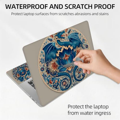 Blue Dragon and Phoenix Yin Yang Universal Laptop Skin Sticker 3PCS,Protective Decal Trim-to-Fit 11.6" 13.3" 14" 15.6" Laptop Vinyl Cover,Removable Anti-Scratch Computer Decal Protector - color: Blue Dragon and Phoenix Yin Yang