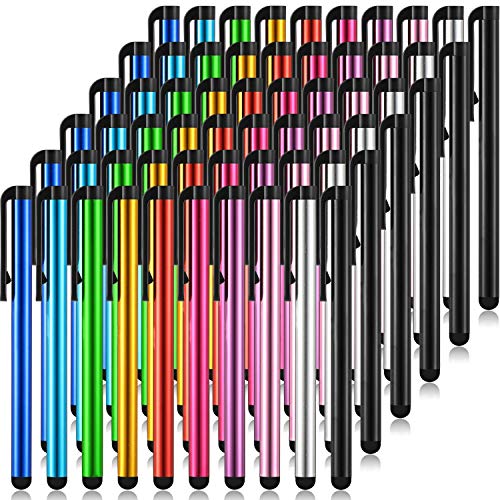 Outus 60 Pieces Stylus Pens Slim Capacitive Stylus Touch Pens for Universal Touch Screens Devices, Compatible with iPhone, iPad, Tablet (10 Colors)