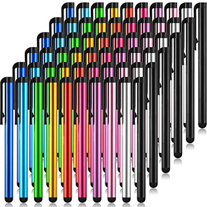 Outus 60 Pieces Stylus Pens Slim Capacitive Stylus Touch Pens for Universal Touch Screens Devices, Compatible with iPhone, iPad, Tablet (10 Colors)