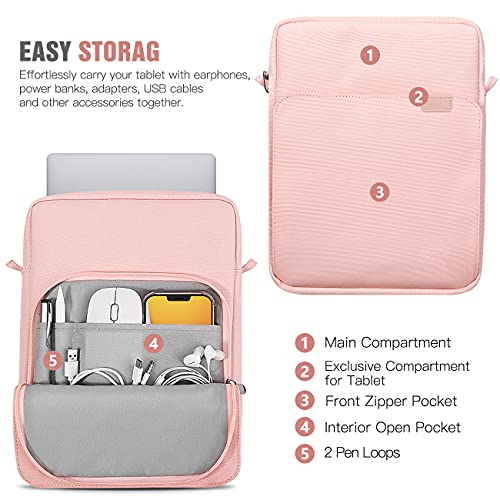 TiMOVO 9-11" Tablet Sleeve Bag Carrying Case with Strap, Pink | Fits iPad A16 11", Pad Air 11/5th & 4th 10.9", 10th Gen/10.2", Galaxy Tab A11 Plus, Multi-Pocket, Handle, Padded Protection - color: A-Pink, size: 9-11