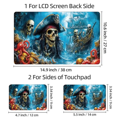 Universal Laptop Skin Sticker Decal, 12"-15.6" Aesthetic Vinyl Wrap | Pirate Skull Gold Octopus Waterproof Notebook Cover Art Protector for MacBook HP Dell Lenovo, Fits 13" 14" 15" 15.6" - color: Pirate Skull Gold Octopus
