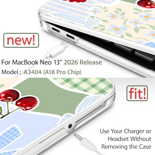Compatible with MacBook Neo 13 inch (2026 Release A3404) (A18 Pro) with Liquid Retina Display, Printed Slim Protective Case with Screen Protector & Keybaord Cover, Bow Flowers - color: Bow Flowers