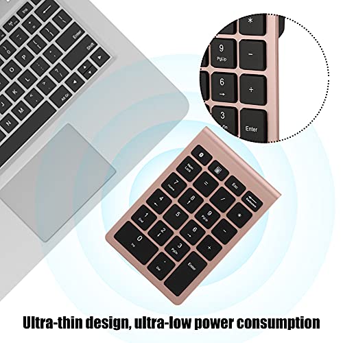 Sanpyl 22 Keys Numeric Keypad, Bluetooth Mini Keyboard, Financial Accounting Number Pad, for Laptop Desktop, PC(Rose Gold) - color: Rose gold