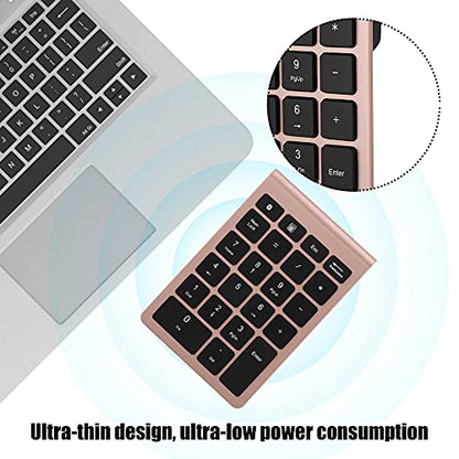 Sanpyl 22 Keys Numeric Keypad, Bluetooth Mini Keyboard, Financial Accounting Number Pad, for Laptop Desktop, PC(Rose Gold) - color: Rose gold