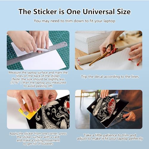Universal Laptop Skin Sticker with 2 Wrist Pad Skins, Waterproof Scratch Resistant Vinyl Laptop Cover Decal, Cut to Fit for 11–15.6 Inch MacBook HP Dell Lenovo, Koi Fish - color: Koi Fish