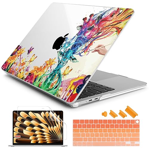 Batianda Premium Case for New MacBook Air 15 inch with M5 M4 M3 M2 Chip 2026 2025 2024 2023 Release, Designed Ultra-Slim Hardshell & Keyboard Cover & Screen Protector 4-in-1 Bundle, Colorful Deer - color: Colorful Deer