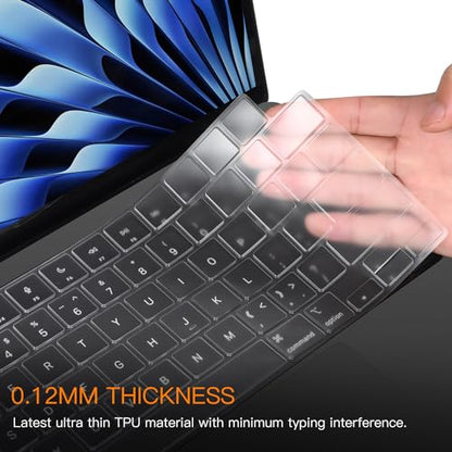 Ultra Thin Keyboard Cover for 2026-2024 MacBook Air 15 inch M5 M4 M3 Chip | A3448 A3241 A3114 TPU Protector Skin, MacBook Air M5 Accessories, Invisible, Anti Fingerprints & Dust, Clear - size: MacBook Air 15"(2023-2026)