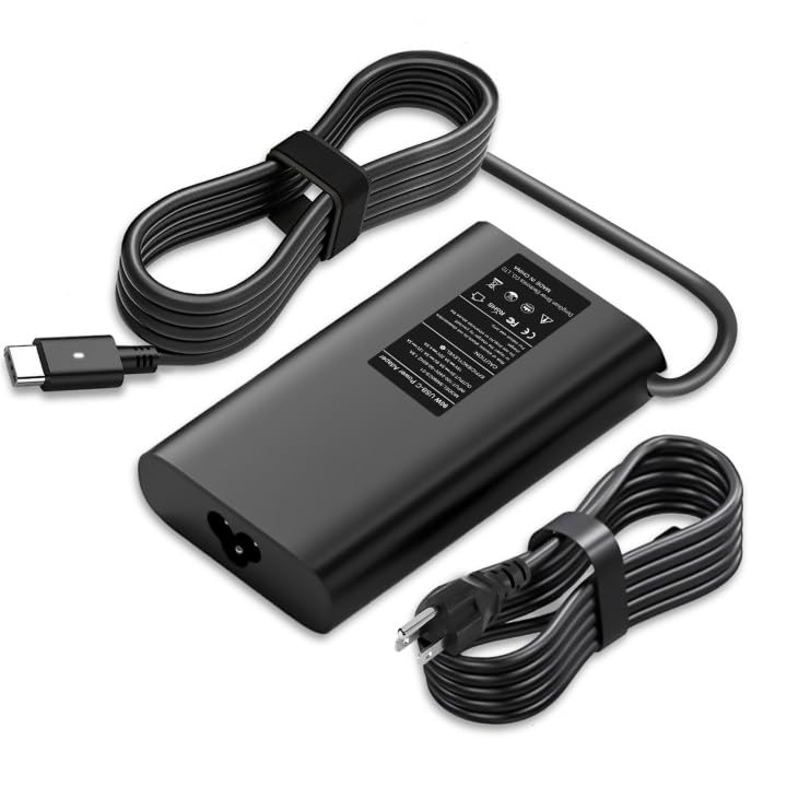 90W USB C Laptop Charger Compatible with Dell XPS 13 15 17, Latitude 5520 5530 5540 5550 5400 5450 5440 5430 5420 5320, Latitude 3420 3450 3520 3550 7320 7420, Precision 3540 5550 - color: BLACK