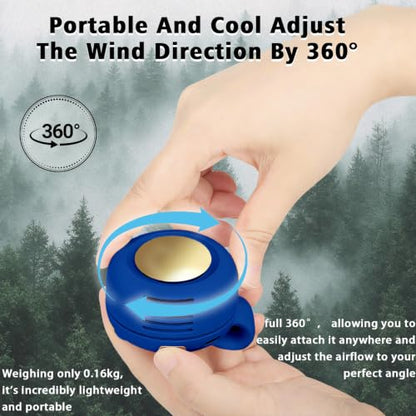 Portable Clip-On Fan, Mini USB Rechargeable 360° Rotatable Fan, Personal Fan 3-Speed Silent Mini Bladeless Fans (1 pack（Dark blue）) - color: 1 pack（Dark blue）