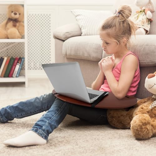 GlikCeil 29.5" Wood Curved Lap Desk Table Tray with Handles Wooden Foldable Desk Curved Bed Lap Board Keyboard Tray for Laptop Computer Mouse(Reddish Brown) - color: Reddish Brown