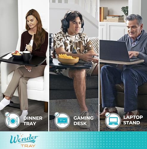 Stander Wonder Tray, Adjustable Swivel Table, Large Laptop Stand, Couch Desk, Side Tables & Gaming Bench, TV-Trays for Eating on Couches, Chairs, Recliners, Black - color: Black, size: Large