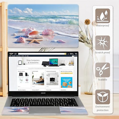 Laptop Skin 12.1-15.6 inch Removable Universal Reusable Laptop Sticker Decal,Waterproof No Residue Vinyl Cover,Scratch-Resistant Cuttable Full Wrap Sticker for Notebook, Pastel Ocean Wave - color: Pastel Ocean Wave