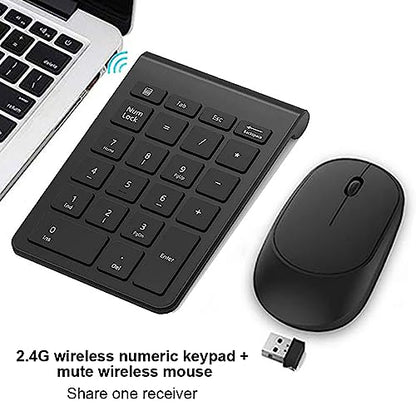 LICAEVEY Wireless Number Pad and Mouse Combo, Portable Ultra Slim 2.4G 22-Key USB Wireless Numeric Keypad and Mouse Set for Notebook