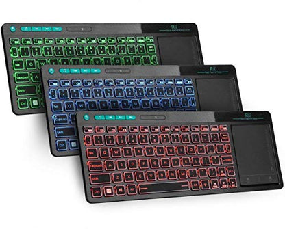 Rii K18 Plus Wireless 3-LED Color Backlit Multimedia Keyboard | Multi-Touch Trackpad Rechargable Keyboard for Android TV Box,PC,Smart TV,Xbox,Raspberry Pi, HTPC IPTV,Windows, MacOS ﻿ - style: 2.4G Version