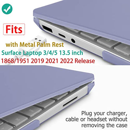 Case for Surface Laptop 5/4/3 13.5", Lavender Gray | Hard Shell Case with Keyboard Cover & Screen Protector. Fits Surface Laptop 5/4/3 13.5" Metal Palm Rest Models 1951/1868. - color: Lavender Gray