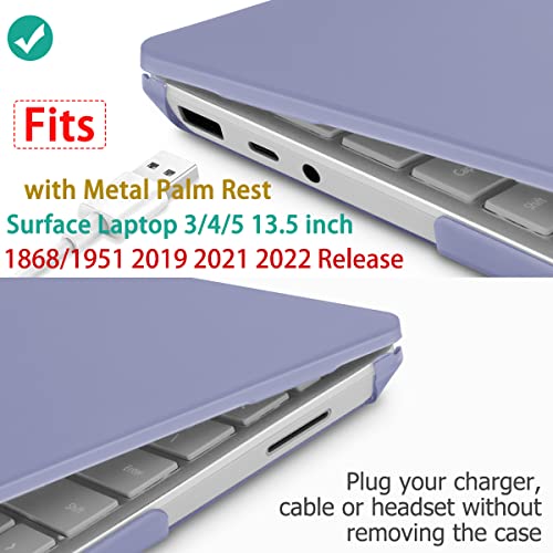 May Chen Case Compatible for 13.5" Microsoft Surface Laptop 5/4/3 with Metal Palm Rest Model 1951/1868, Plastic Hard Shell Case with Screen Protector + Keyboard Cover + Dust Plug, Lavender Gray - color: Lavender Gray