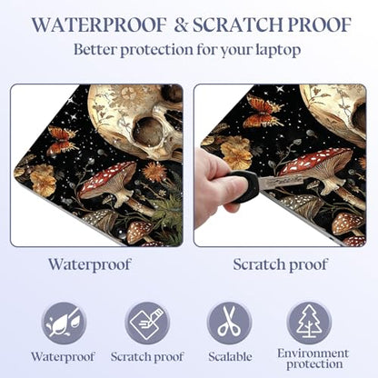 Universal Laptop Skin Sticker Decal,15.6 Inch Laptop Vinyl Cover for 13" 14" 15.6" Laptop,Scratch-Resistant Waterproof Protector Wrap,Reusable with Wrist Pads,Skull Mushroom Butterfly Garden - color: Skull Mushroom Butterfly Garden