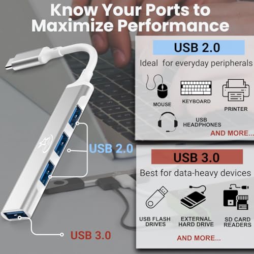Red Star Tec U114C Mini USB C hub, 4 Extra USB A Ports, 2.0/3.0 - style: USB Type C